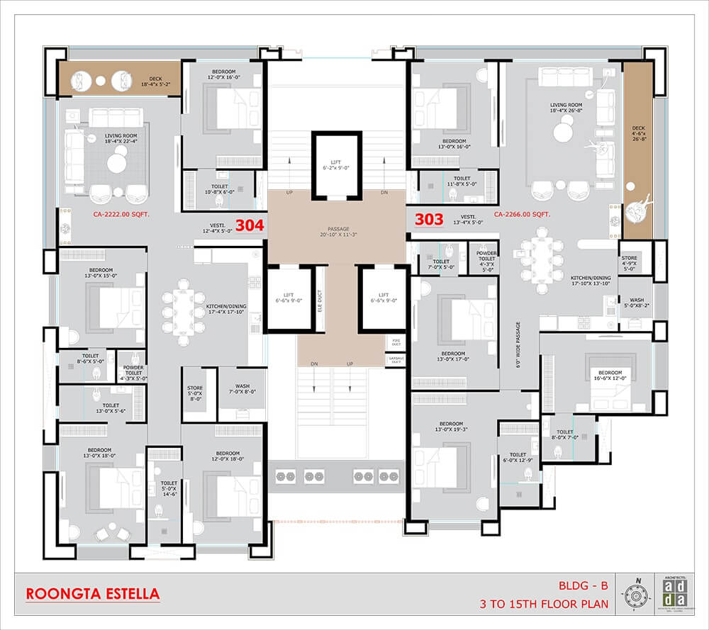 TYPICAL FLOOR PLAN | B BUILDING | 3 To 15