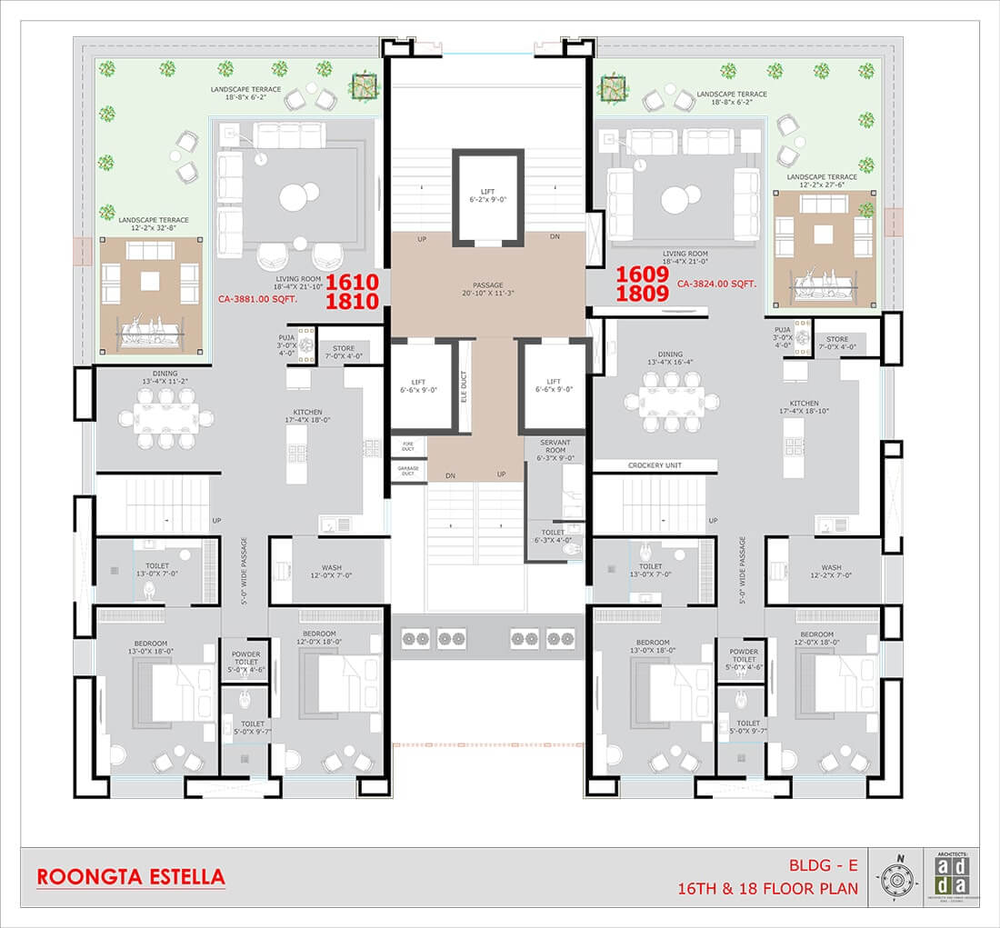 TYPICAL FLOOR PLAN | E BUILDING | 16 To 18