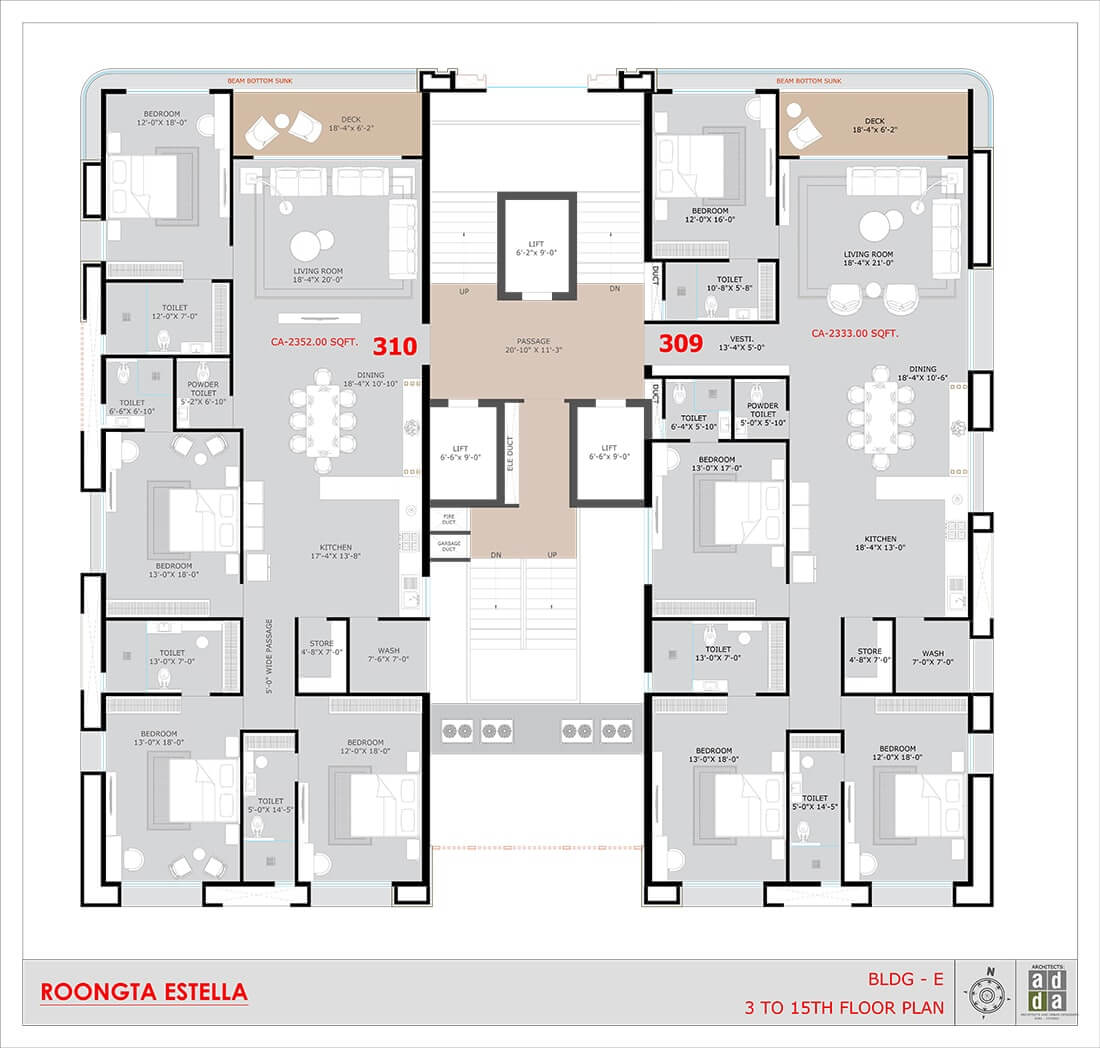 TYPICAL FLOOR PLAN | E BUILDING | 3 To 15