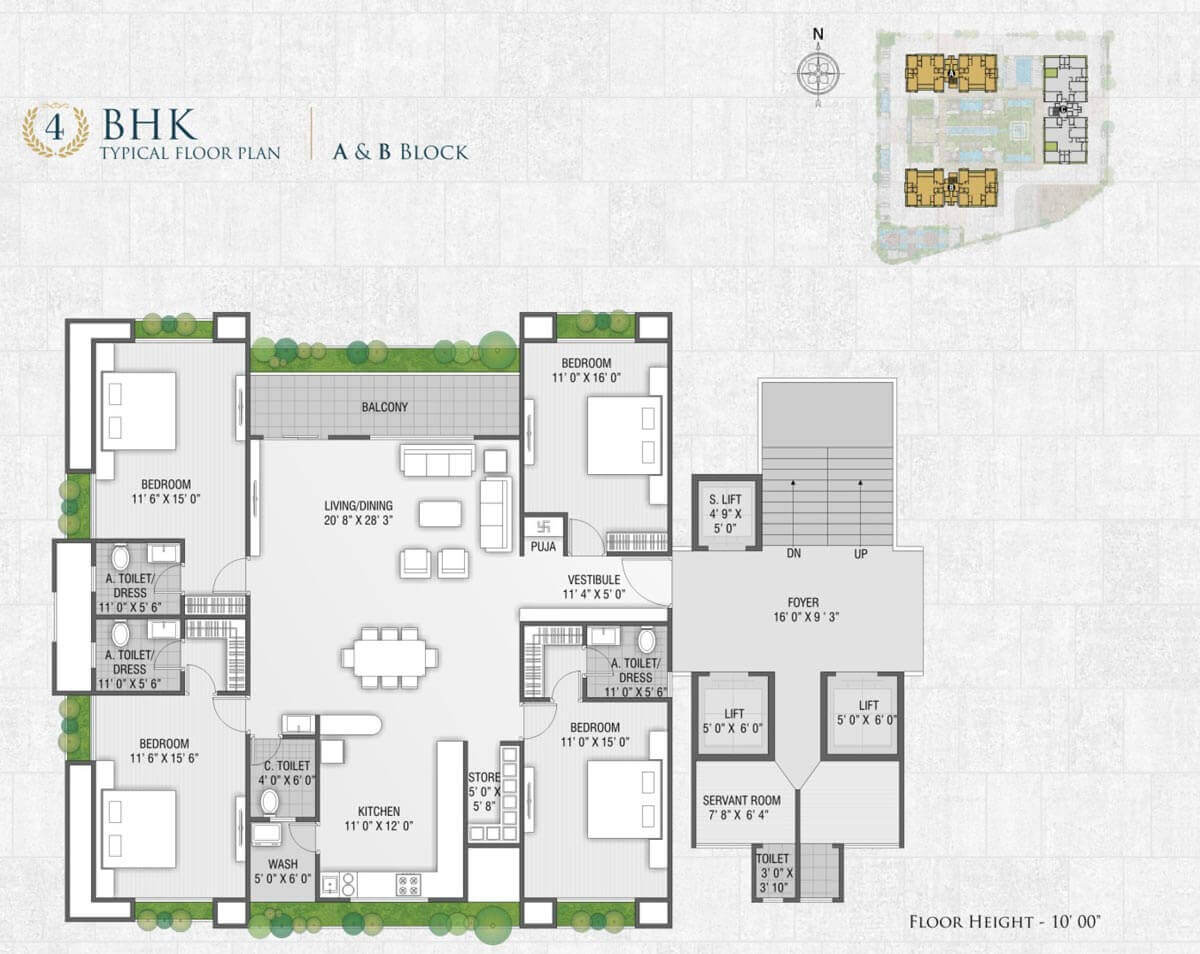 Typical Floor Plan A&B 4 BHK